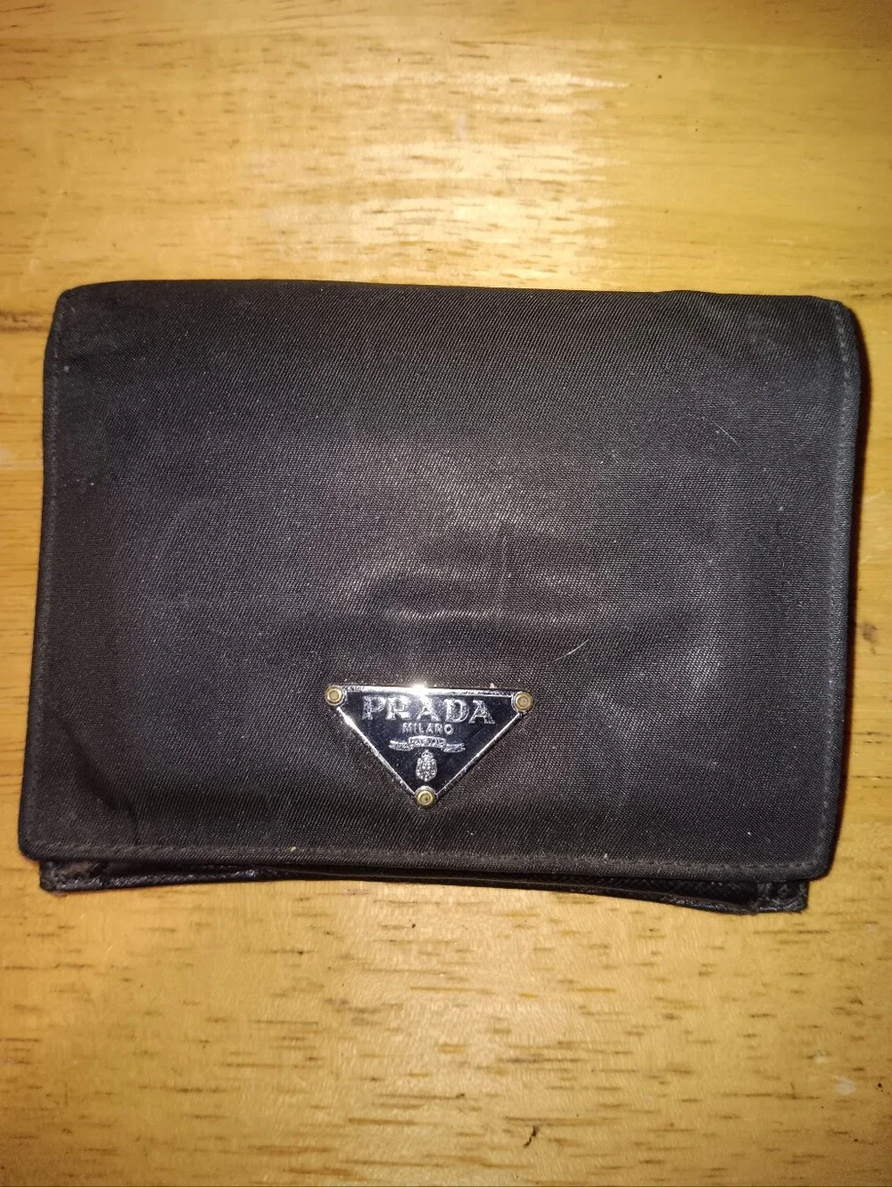 Prada Black Nylon Triangular Logo Wallet